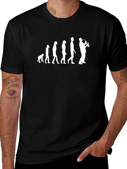Evolution of Saxophone Player Black T-Shirt