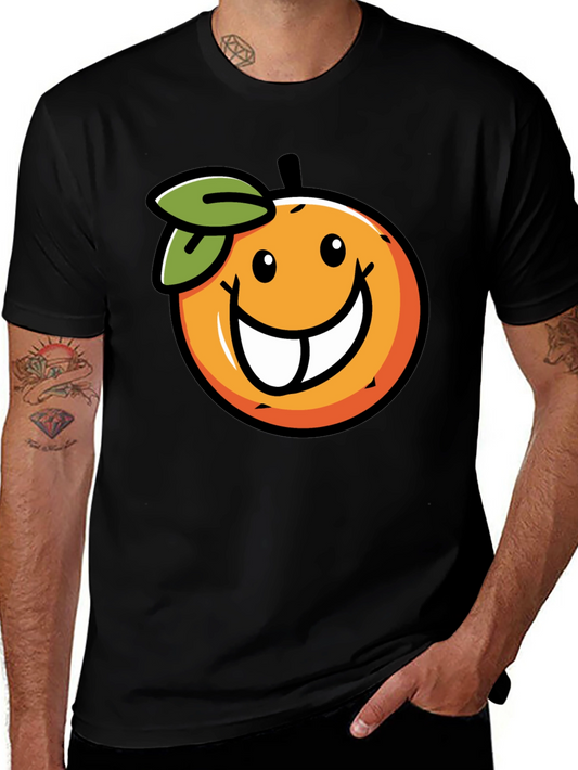 Funny Orange Face Graphic Print T-Shirt