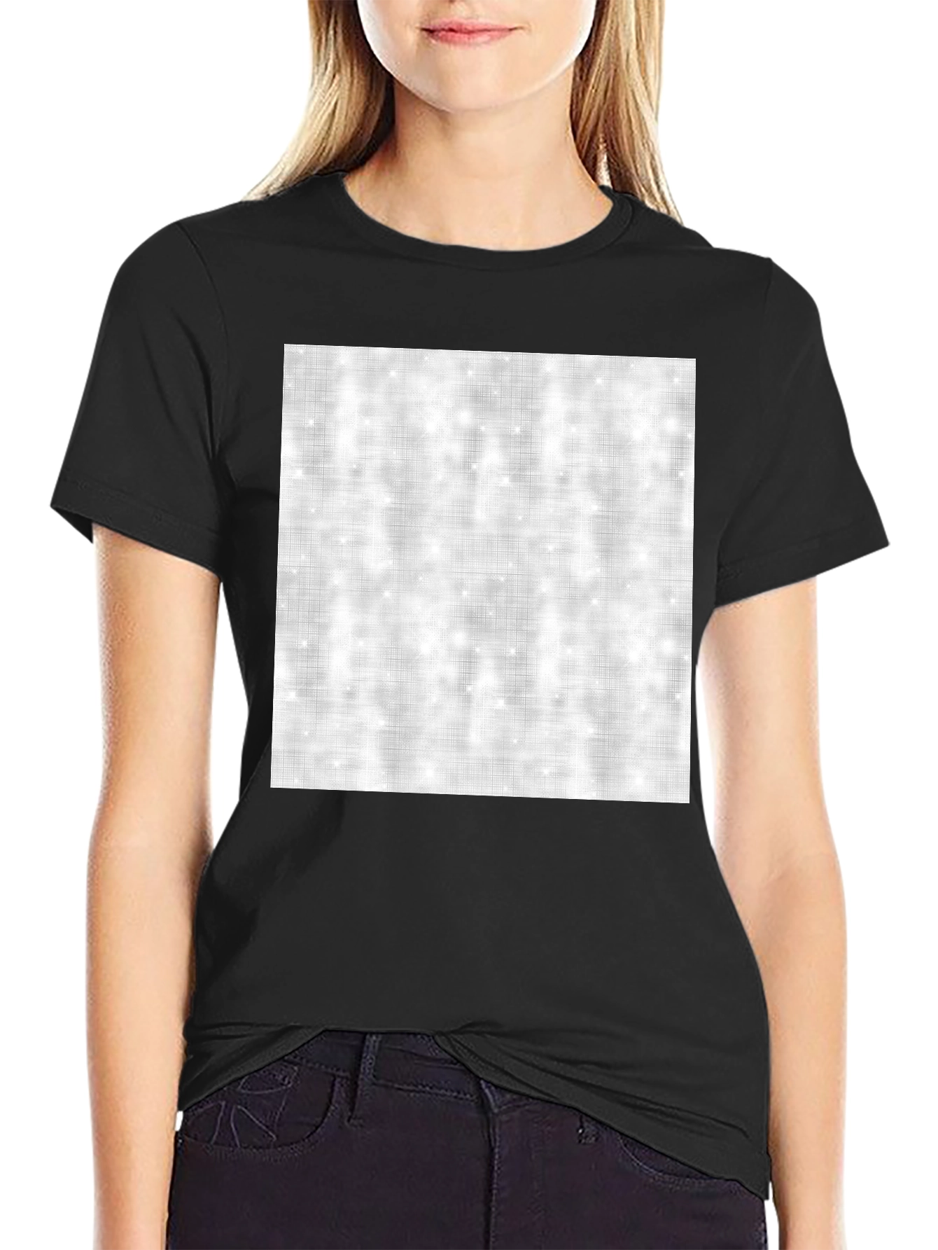 Mens Black T-Shirt with Abstract Square Design