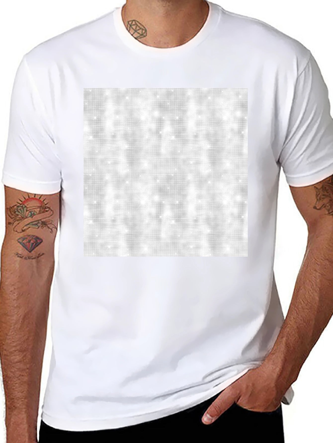 Mens Black T-Shirt with Abstract Square Design