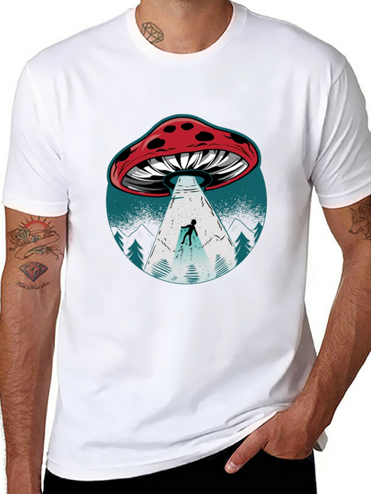 Mushroom UFO Abduction T-Shirt -  Sci-Fi Novelty Tee