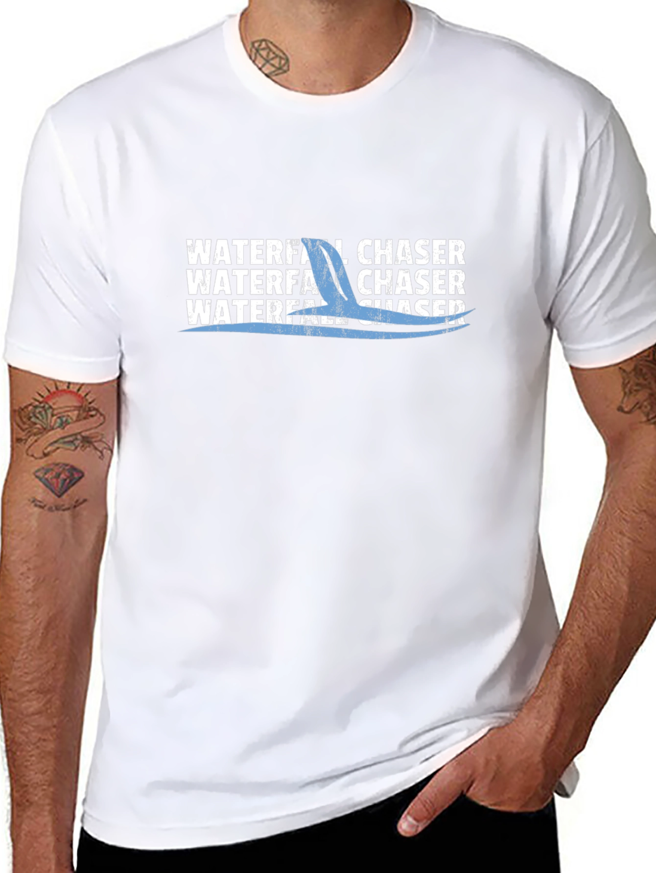 Waterfall Chaser Graphic Tee - Black Cotton T-Shirt