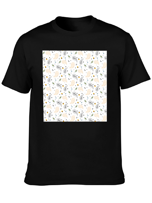 Paisley Pattern Graphic Black T-Shirt