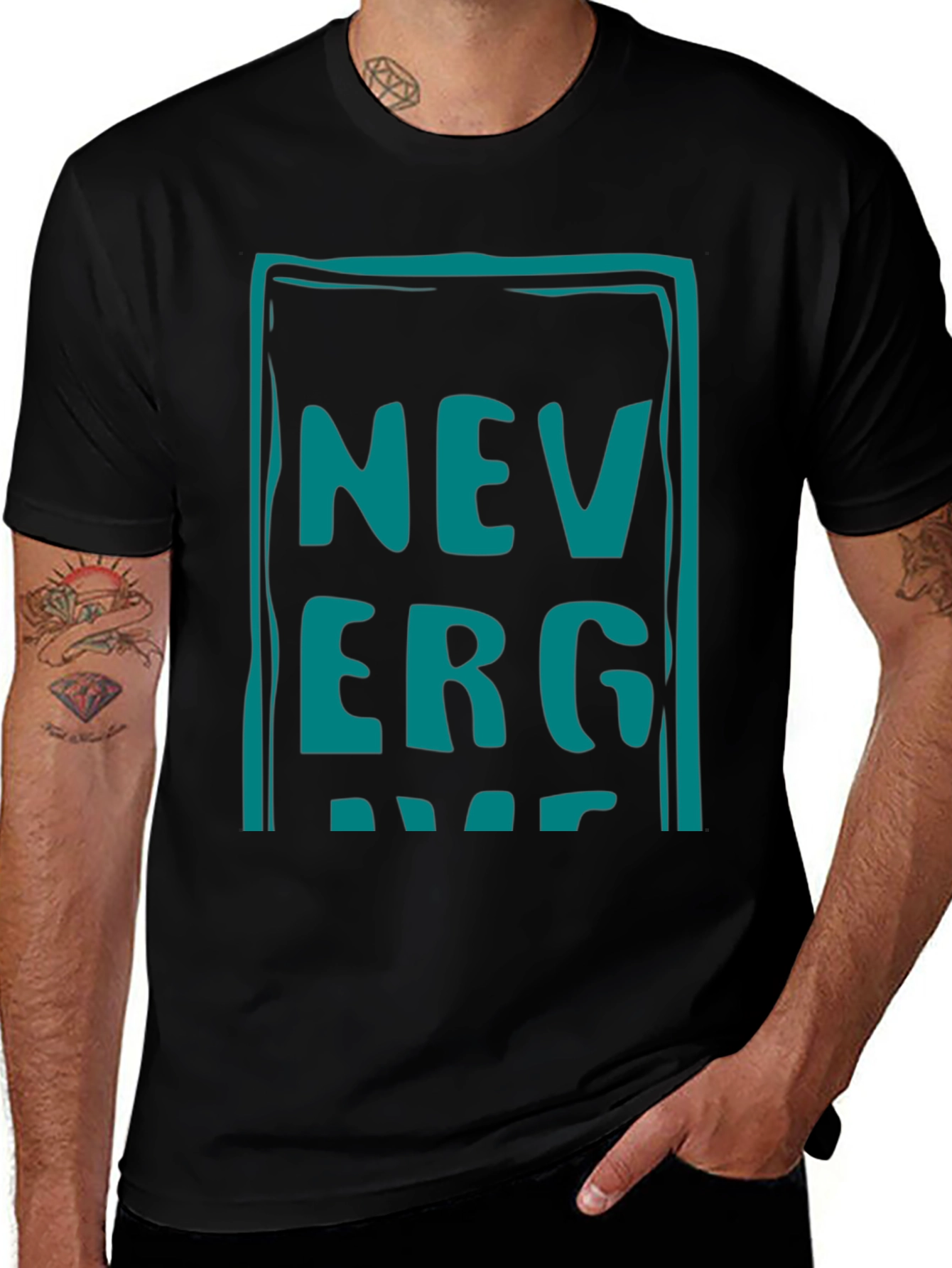 Never Give Up Graphic Tee - Black Cotton Casual