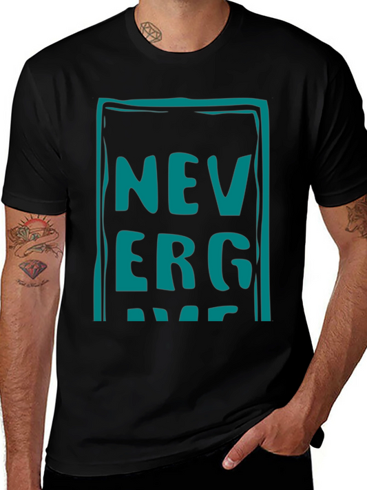 Never Give Up Graphic Tee - Black Cotton Casual