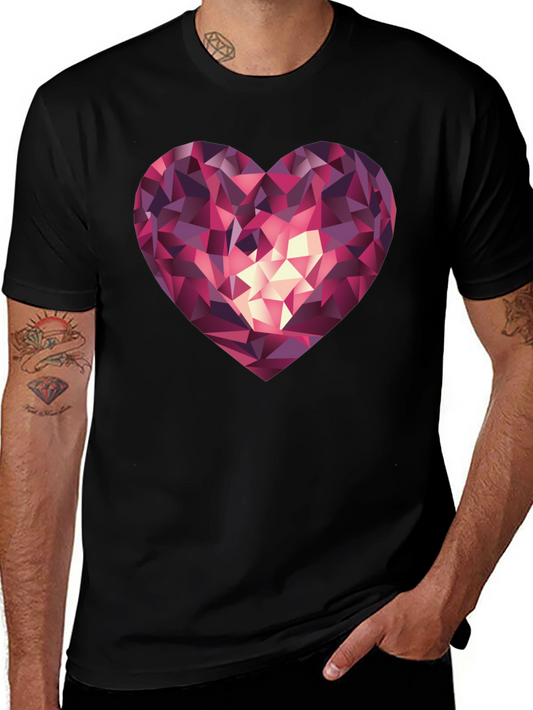 Geometric Heart Graphic Tee - Stylish & Modern