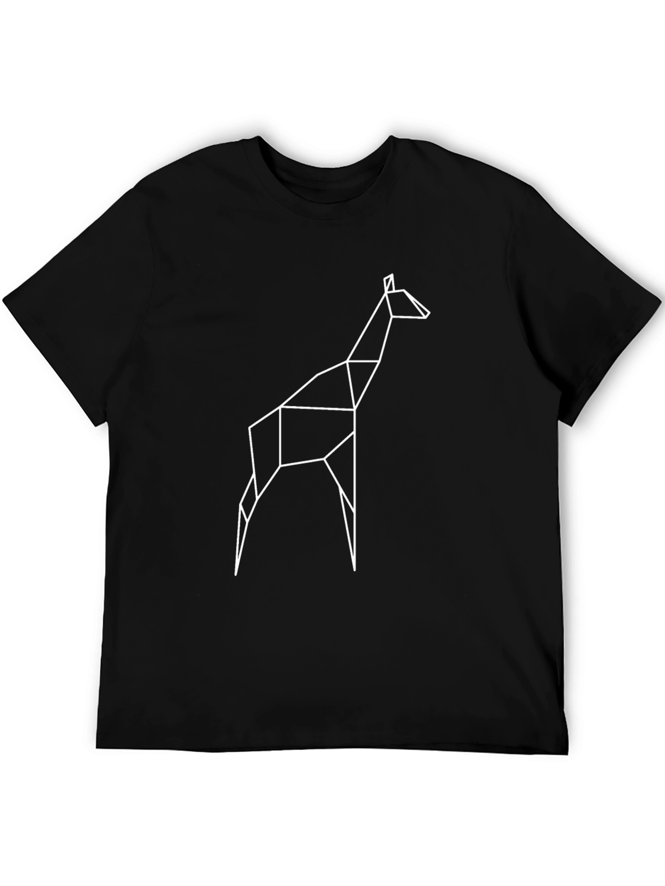Geometric Giraffe Tee - Modern Black Graphic T-Shirt