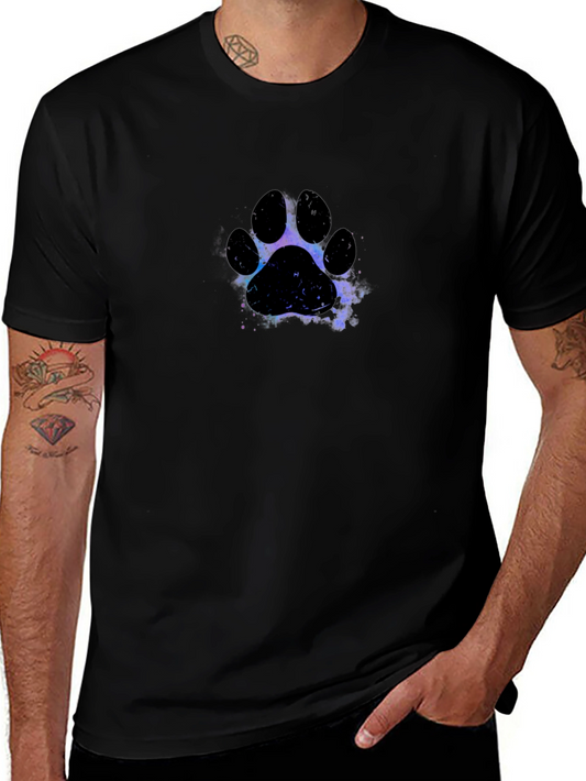 Galaxy Paw Print Black T-Shirt