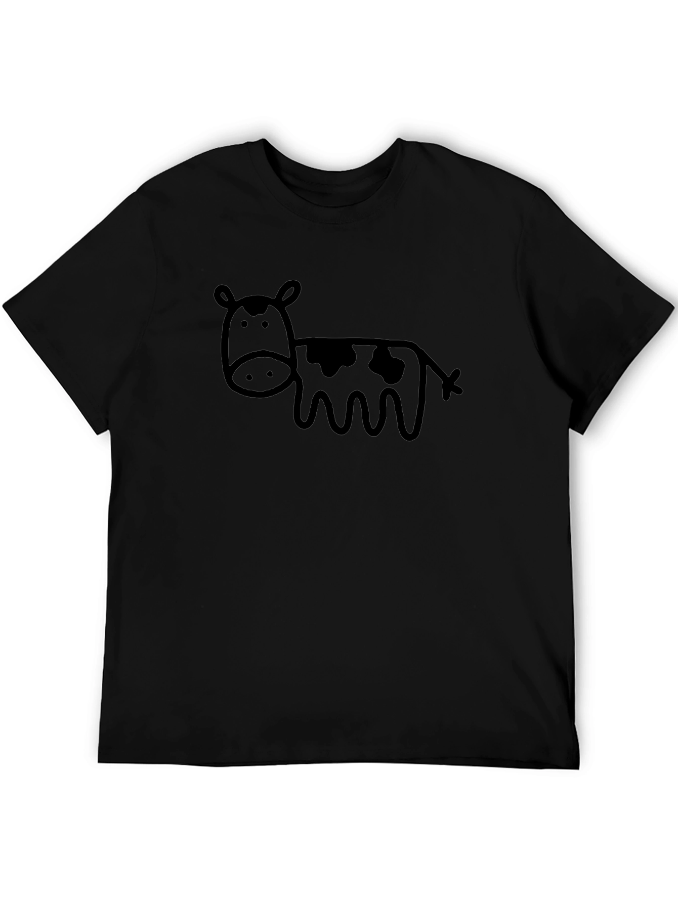 Black T-Shirt with Funny Cow Graphic