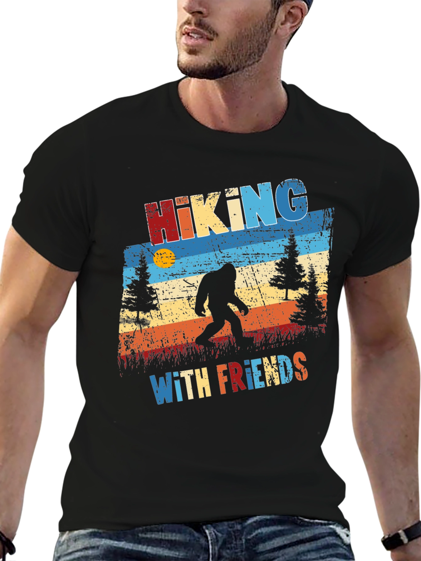 Hiking with Friends T-Shirt - Bigfoot Silhouette