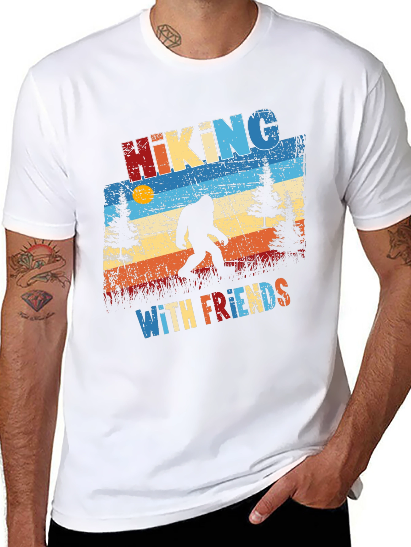 Hiking with Friends T-Shirt - Bigfoot Silhouette