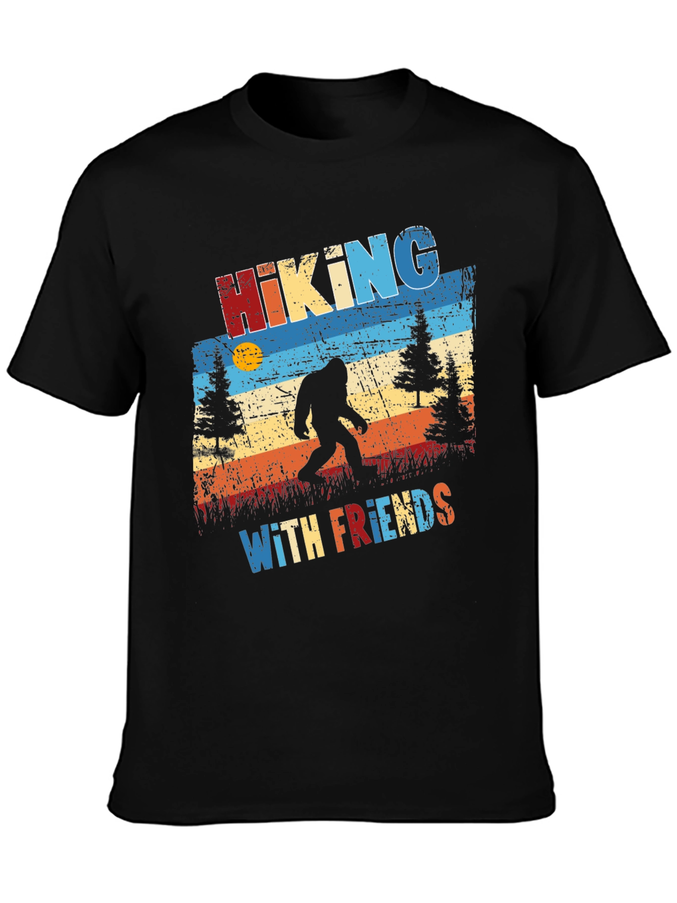 Hiking with Friends T-Shirt - Bigfoot Silhouette