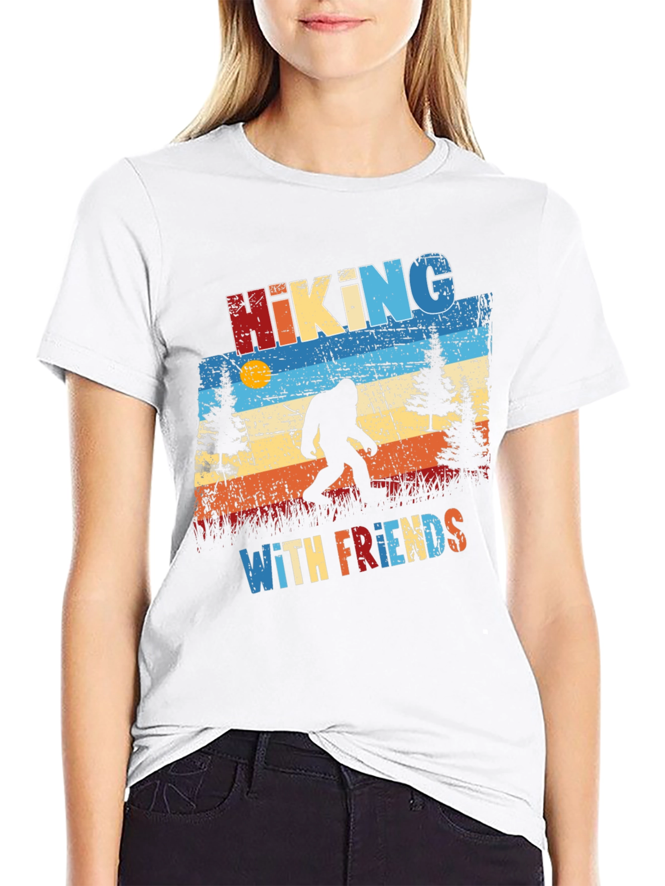 Hiking with Friends T-Shirt - Bigfoot Silhouette