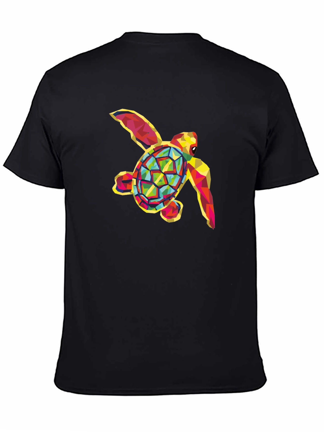 Geometric Sea Turtle Graphic Tee - Black
