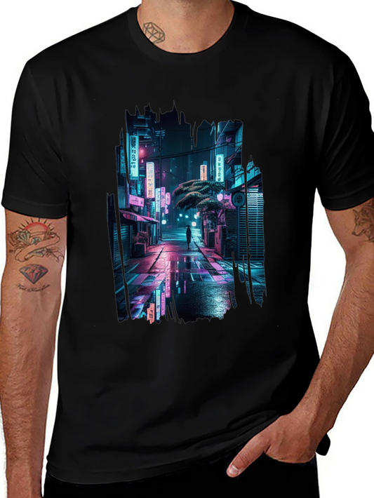 Cyberpunk City Street T-Shirt