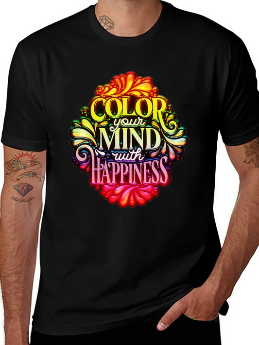 Color Your Mind with Happiness Graphic Tee - Black