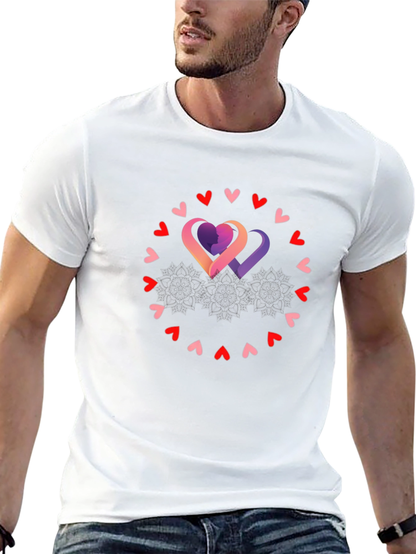 Heart Circle Graphic Tee - Black
