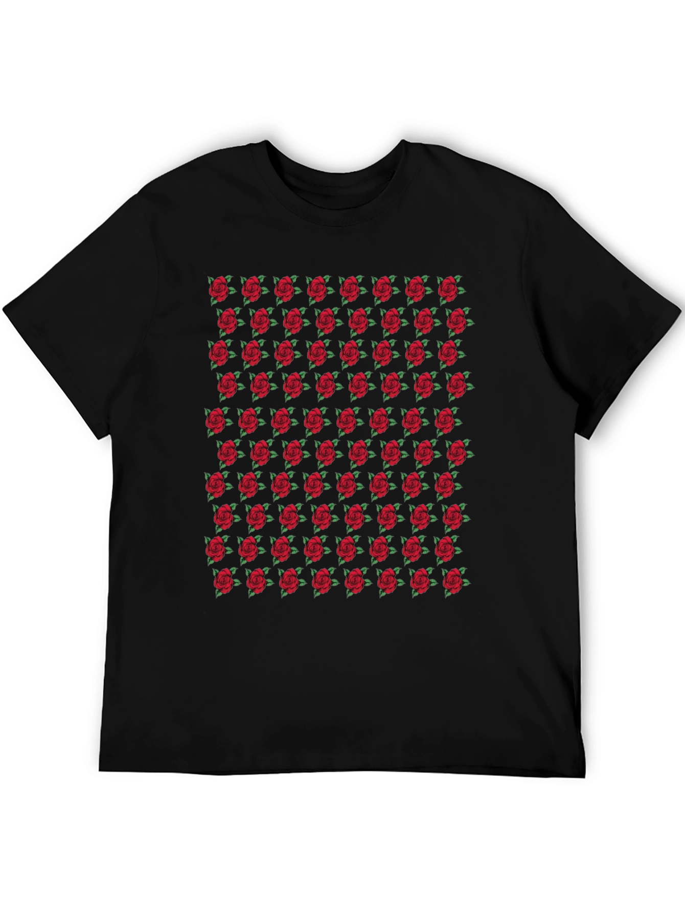 Rose Pattern Black T-Shirt