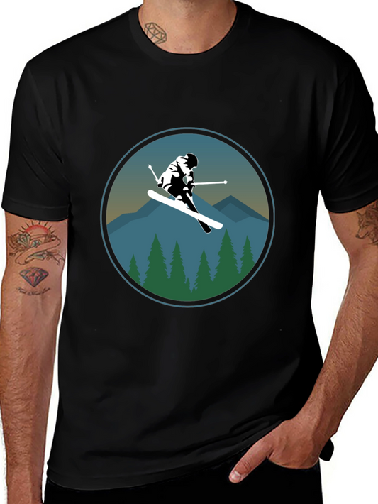 Ski Mountain Graphic Tee - Mens Black T-Shirt