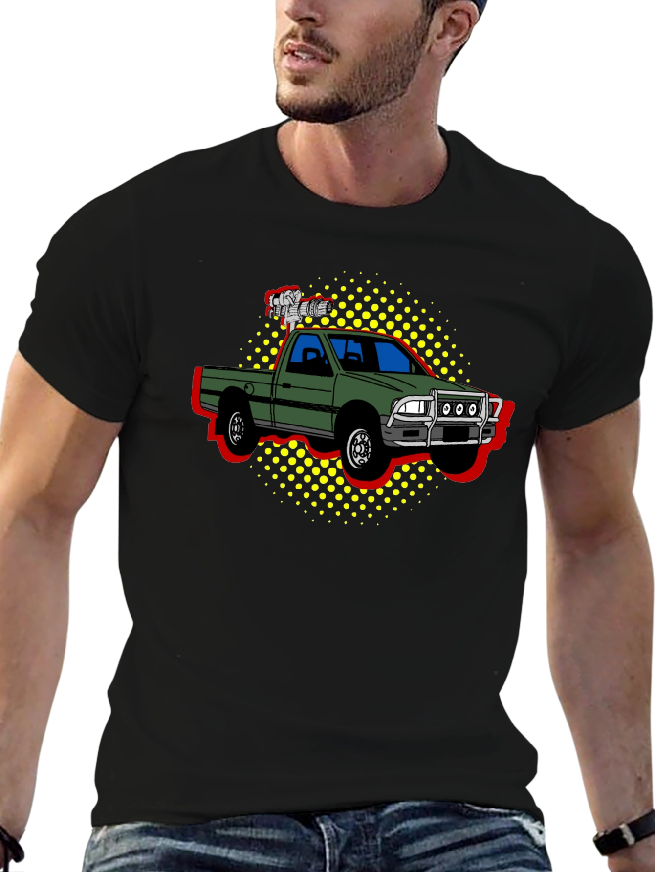 Truck Pop Art Graphic Tee - Black