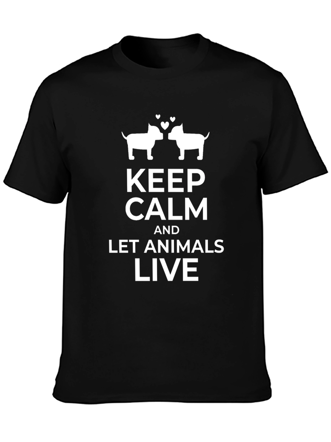 Keep Calm Let Animals Live Graphic Tee - Black