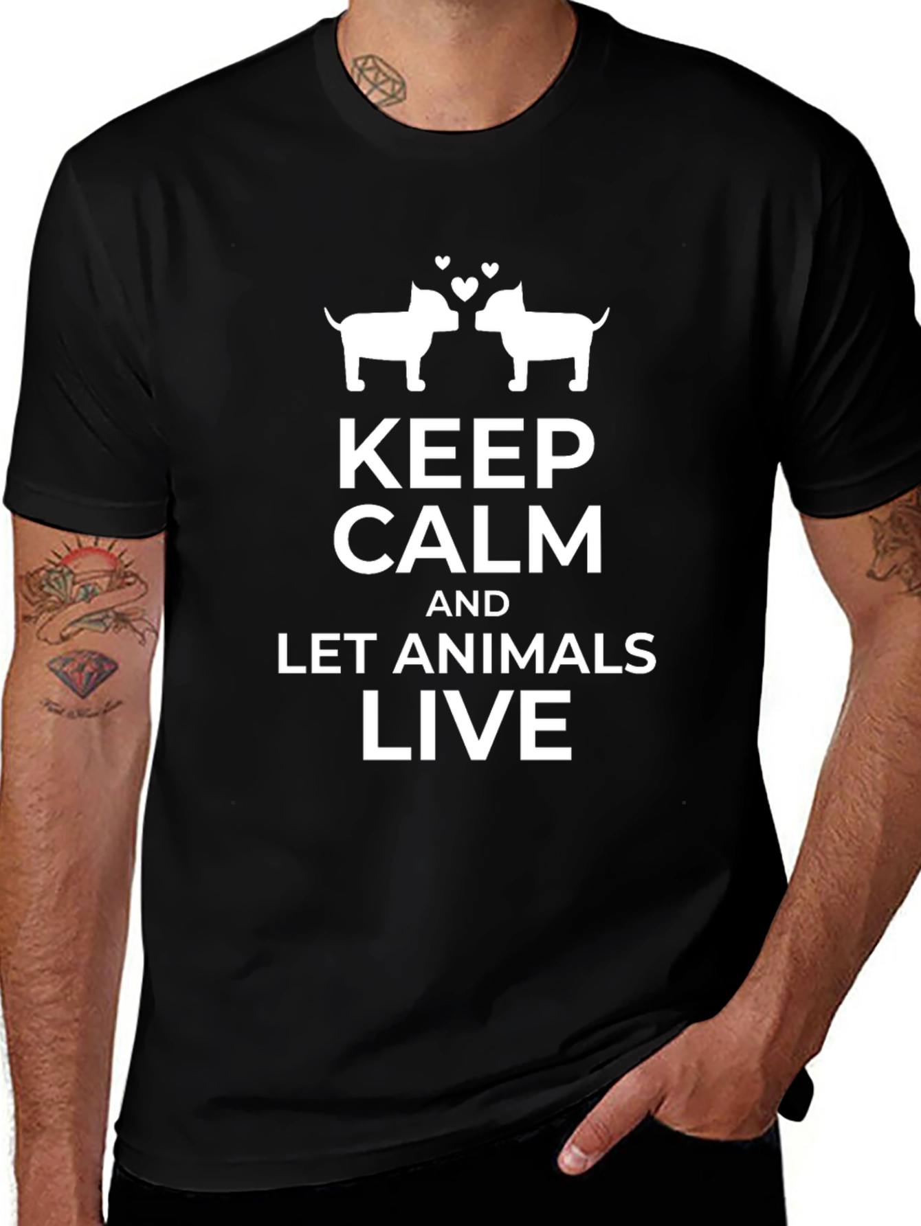 Keep Calm Let Animals Live Graphic Tee - Black
