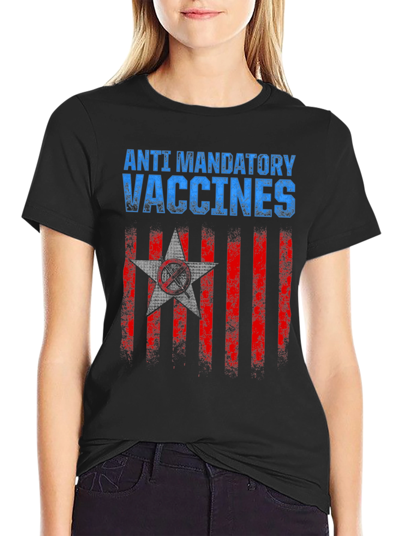 Anti Mandatory Vaccines T-Shirt Black Cotton