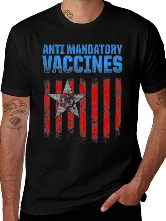Anti Mandatory Vaccines T-Shirt Black Cotton