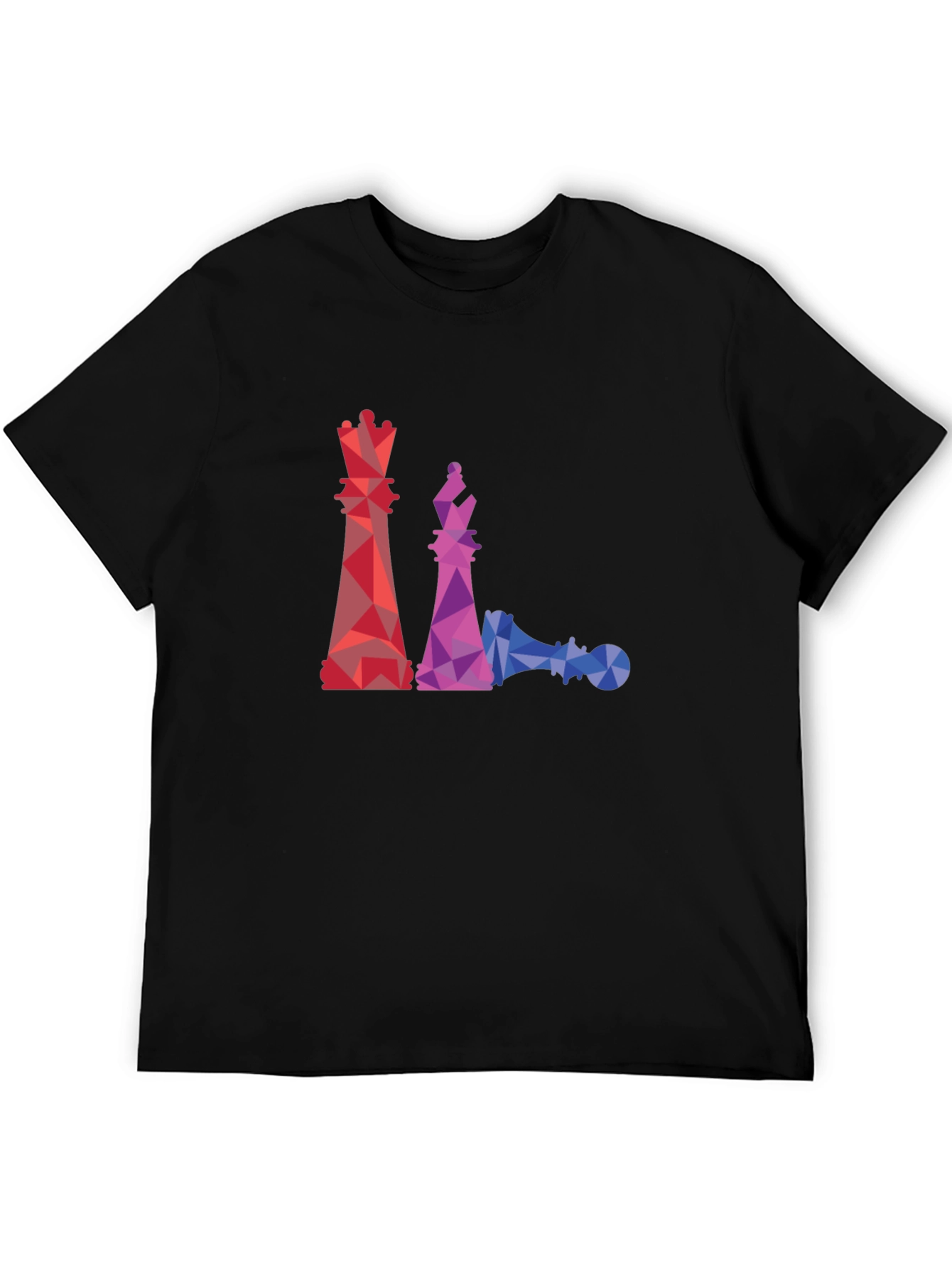 Geometric Chess Piece Graphic Tee - Black