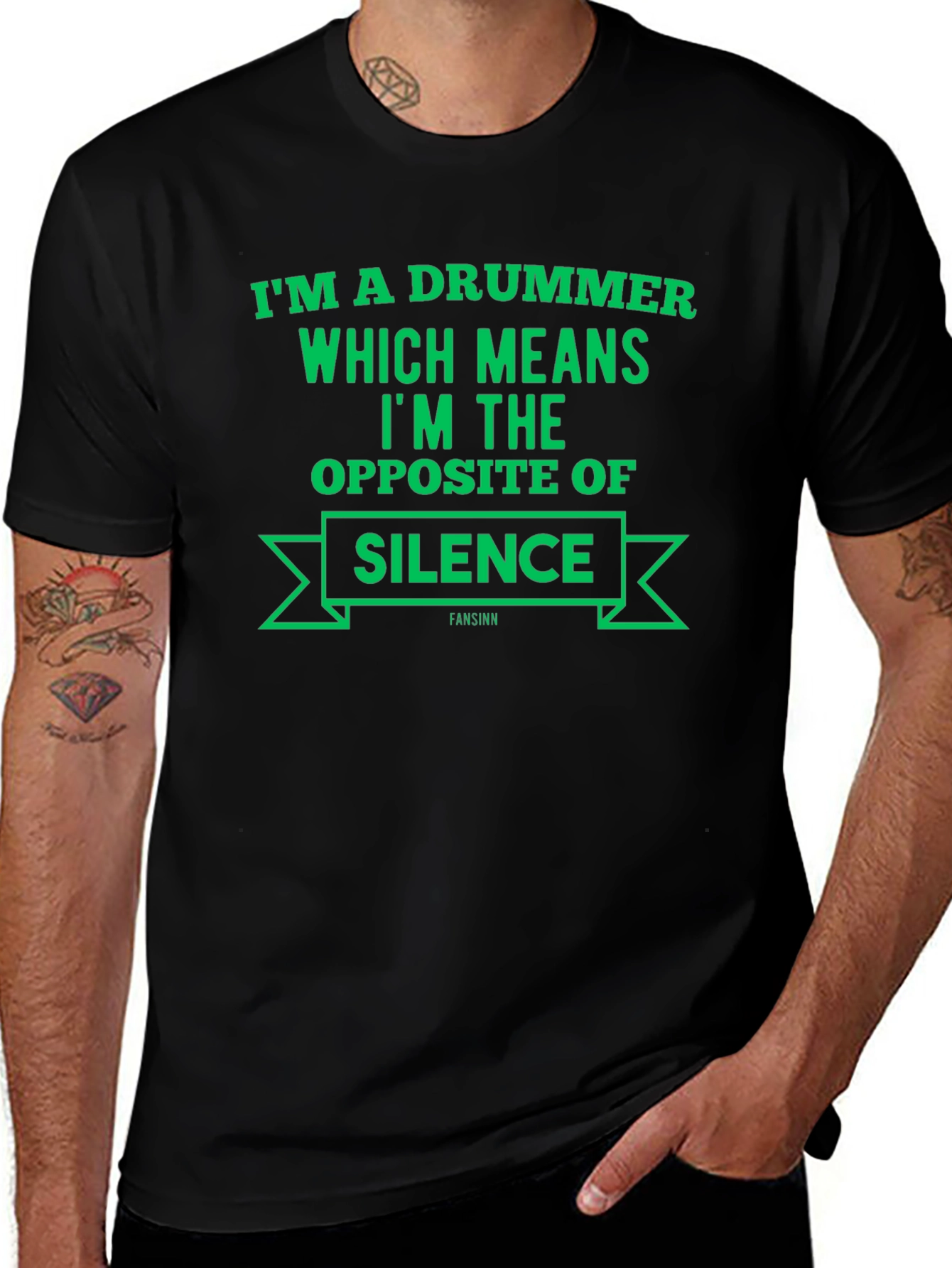 Drummer Opposite of Silence Black T-Shirt