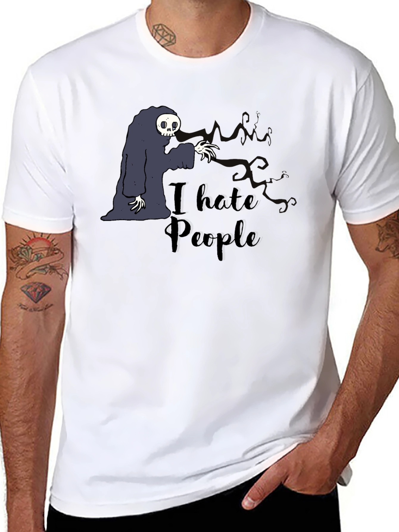 I Hate People T-Shirt - Grim Reaper Funny Tee