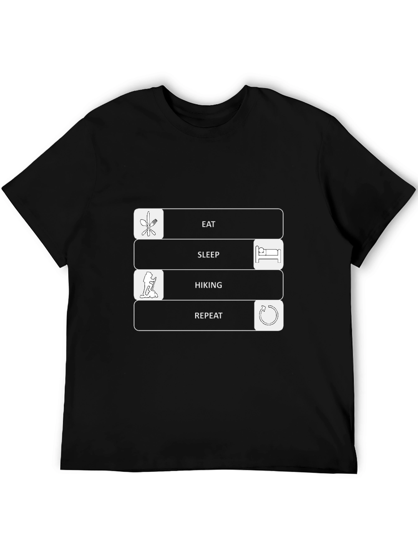 Eat Sleep Hiking Repeat Black Graphic T-Shirt