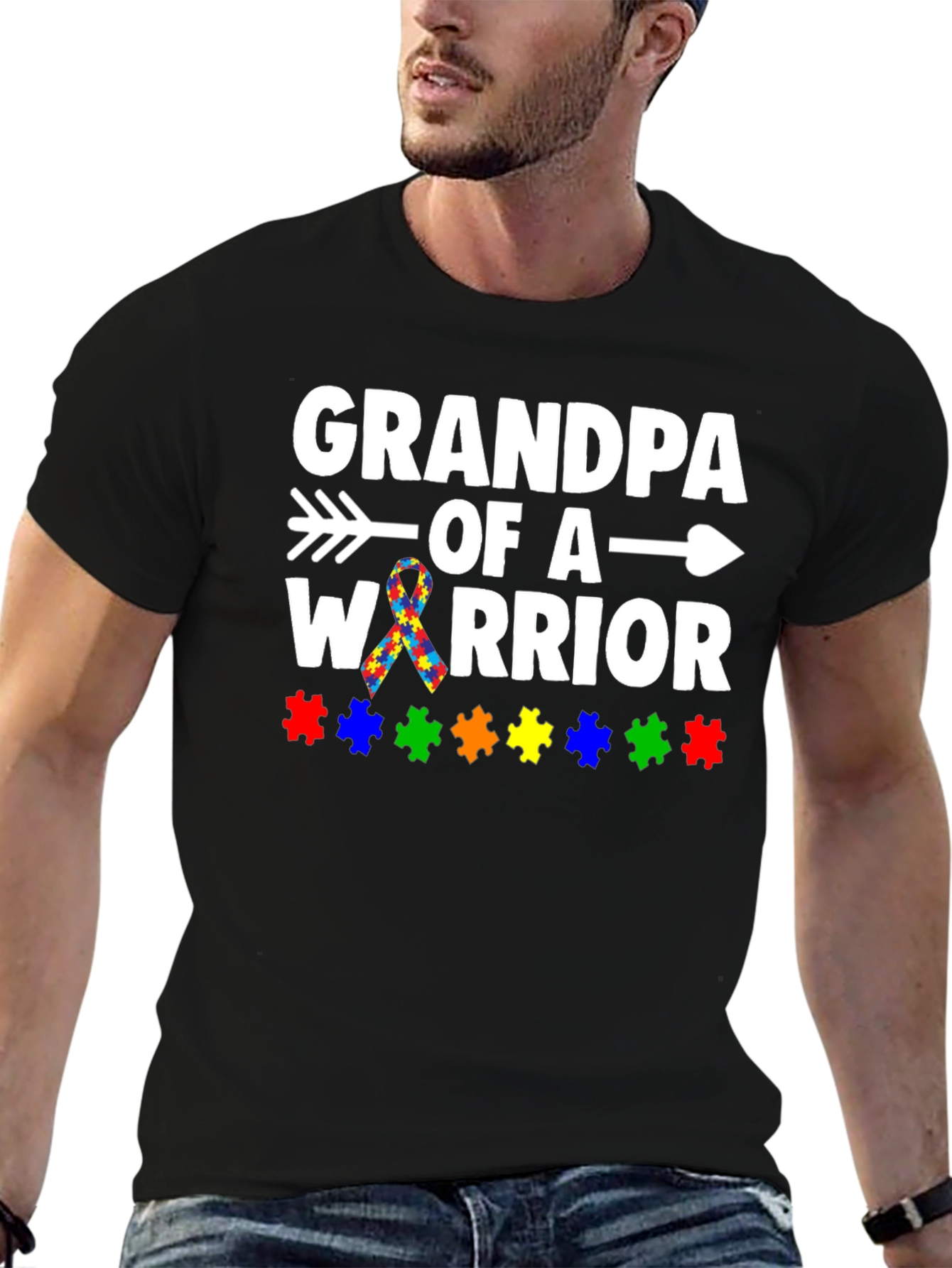 Grandpa Of A Warrior Autism Awareness T-Shirt