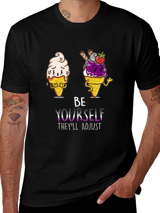 Be Yourself Pride Tee with Ice Cream Cone Design