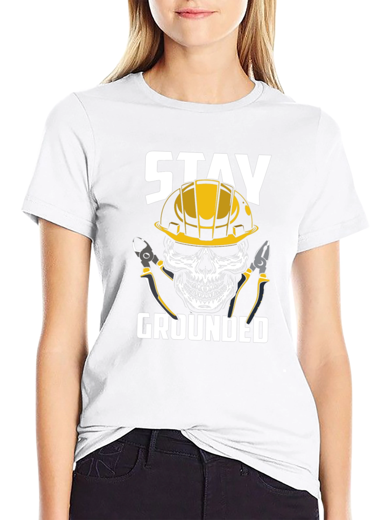Stay Grounded Electrician Skull Graphic Tee
