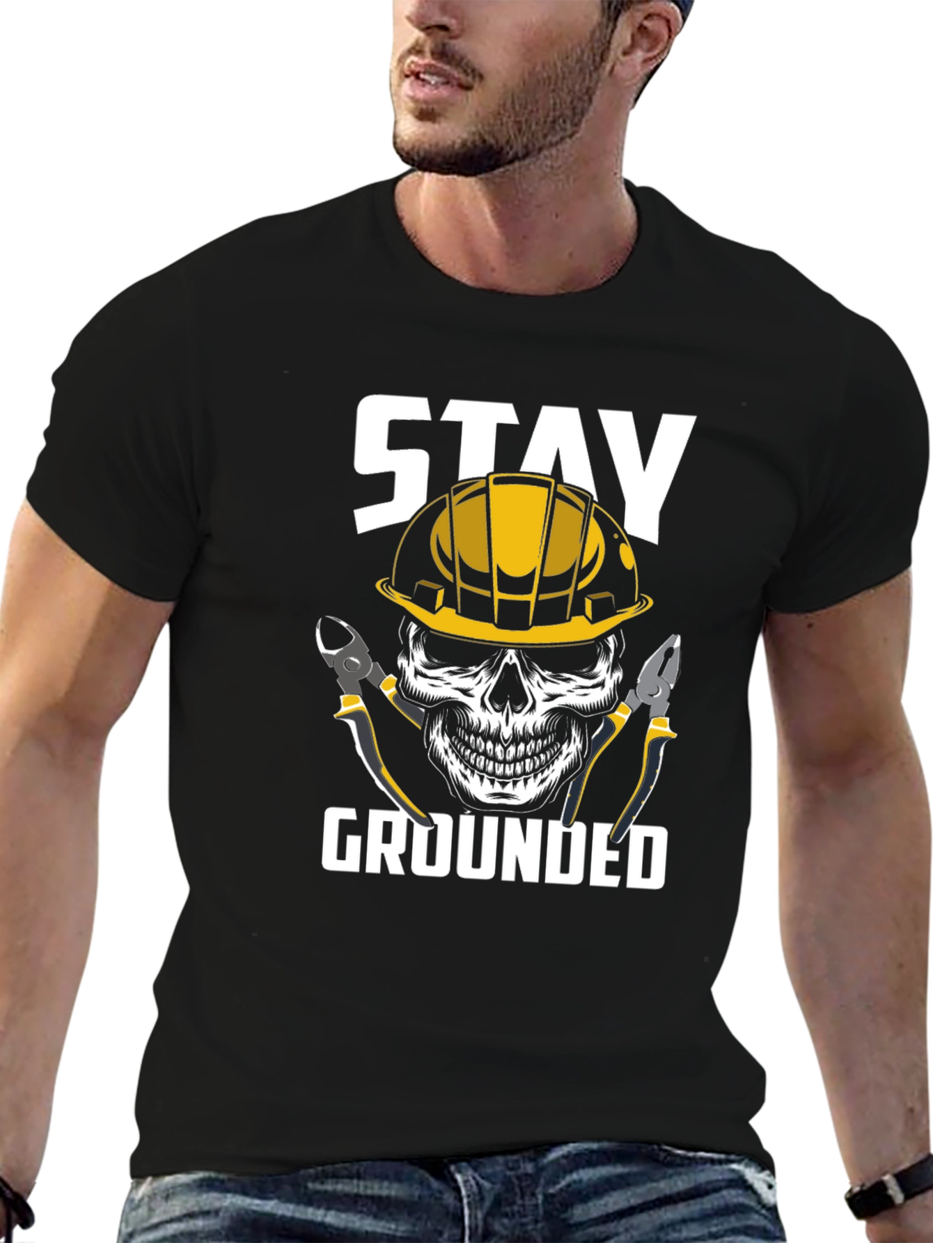 Stay Grounded Electrician Skull Graphic Tee
