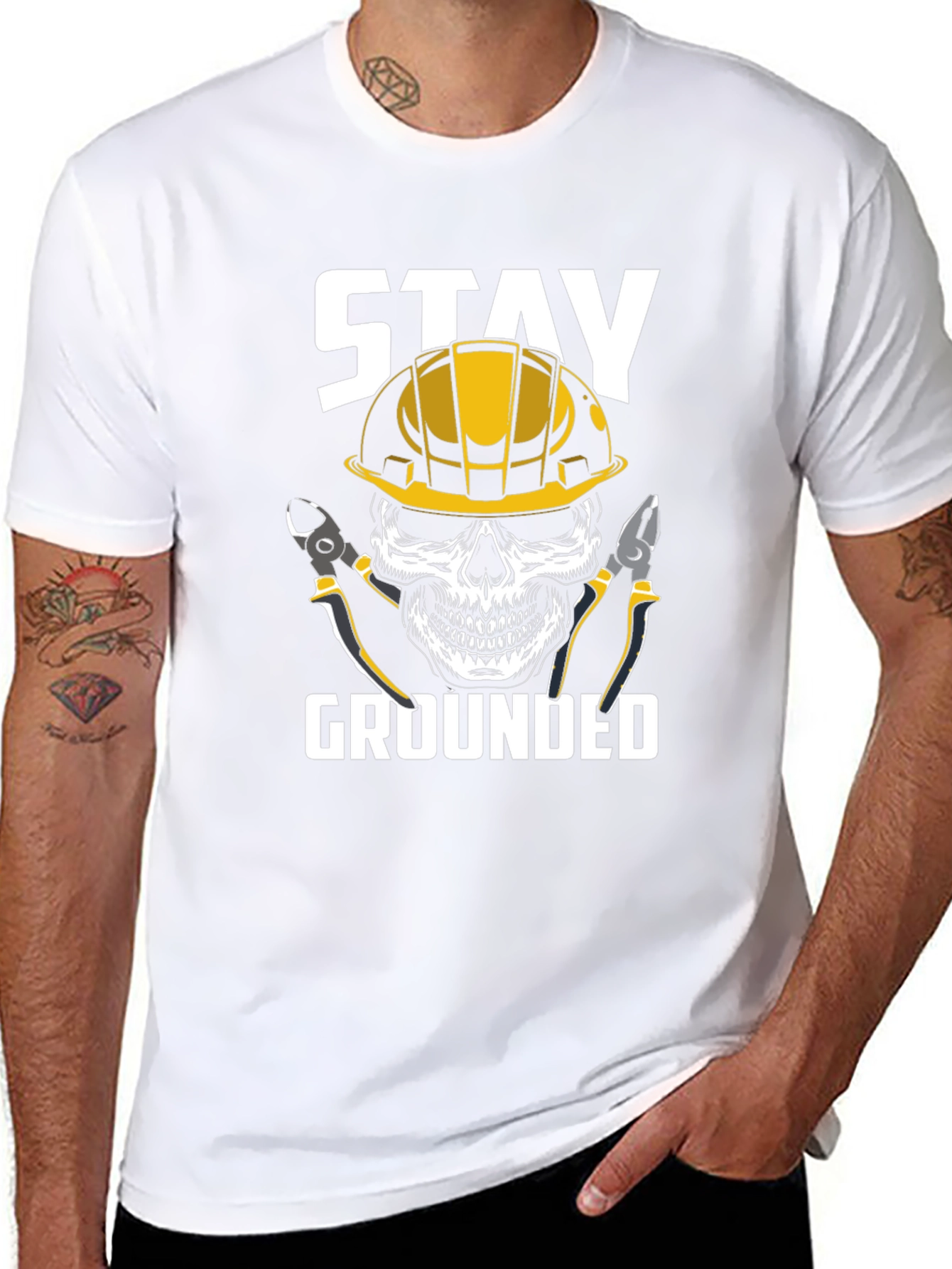 Stay Grounded Electrician Skull Graphic Tee