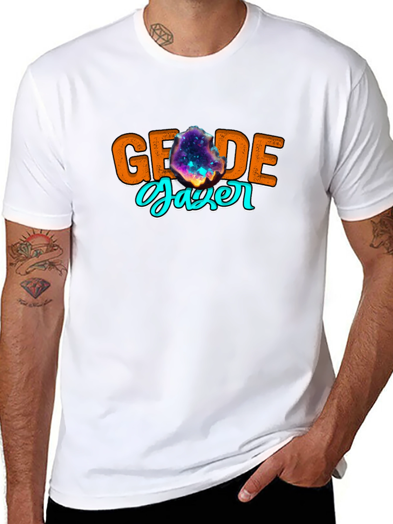 Geode Gazer Graphic Tee - Black Cotton T-Shirt