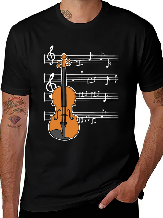 Musical Violin Graphic T-Shirt - Classic Design