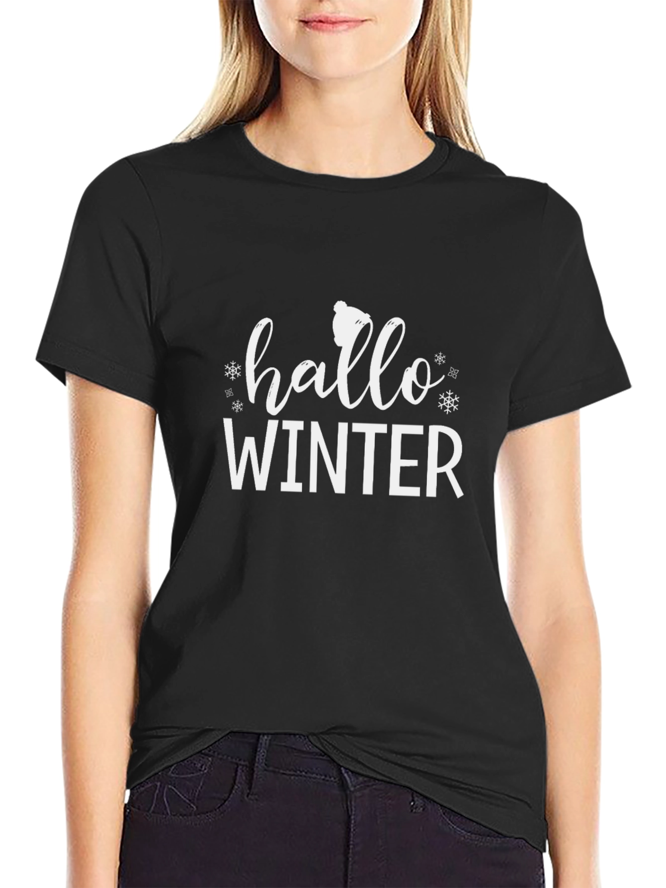 Hello Winter Graphic Tee - Cozy Holiday Shirt
