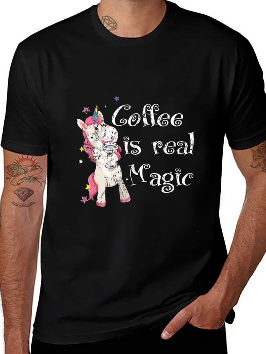 Coffee is Real Magic T-Shirt - Unicorn Design