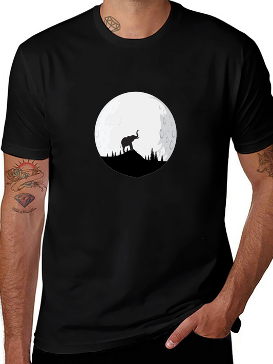 Elephant Moon Graphic Tee - Black Cotton Blend