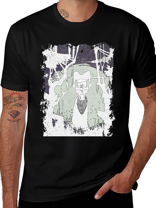 Graphic Tee - Unique Design on Black Cotton