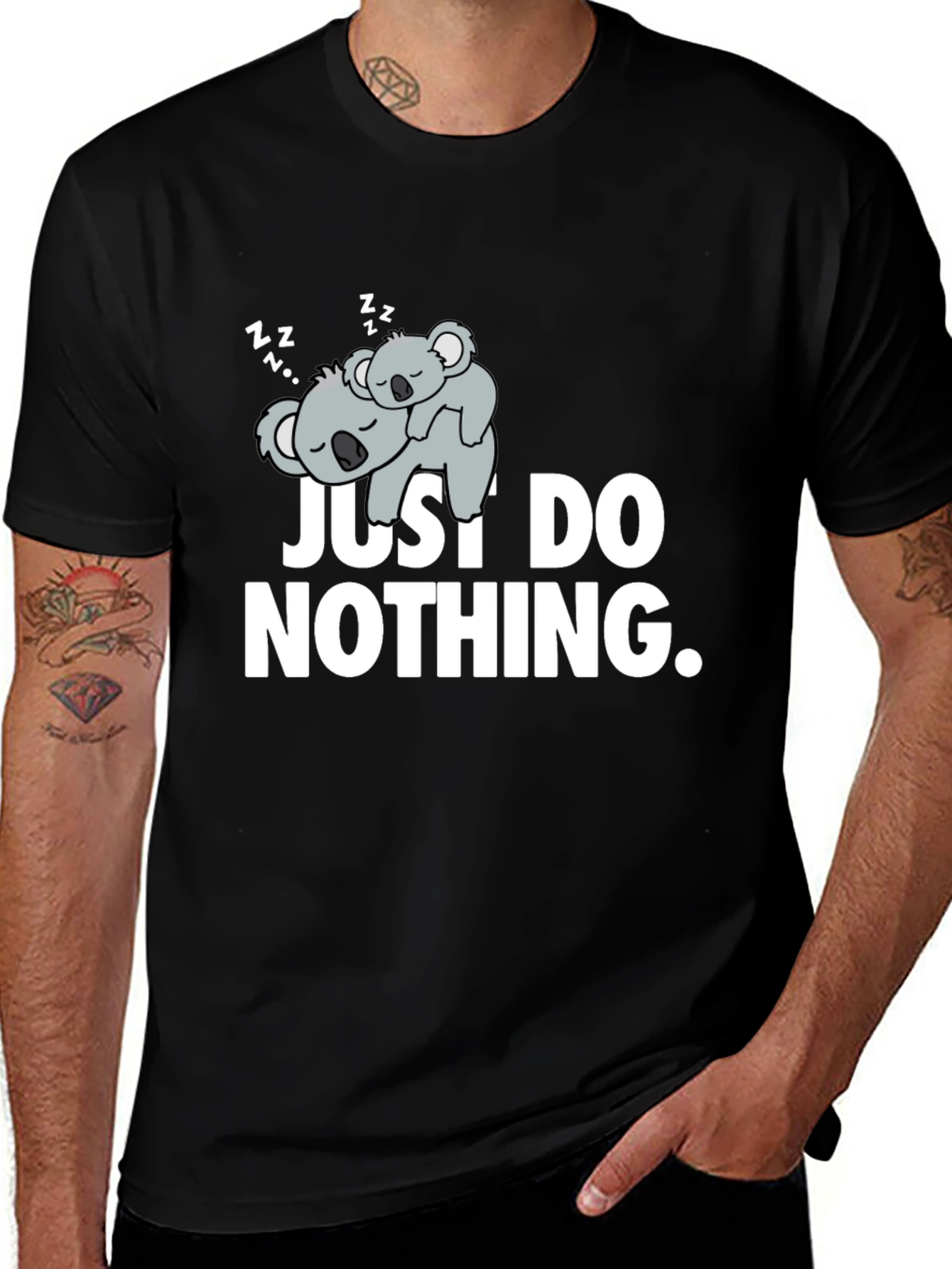 Lazy Koala Graphic T-Shirt - Just Do Nothing