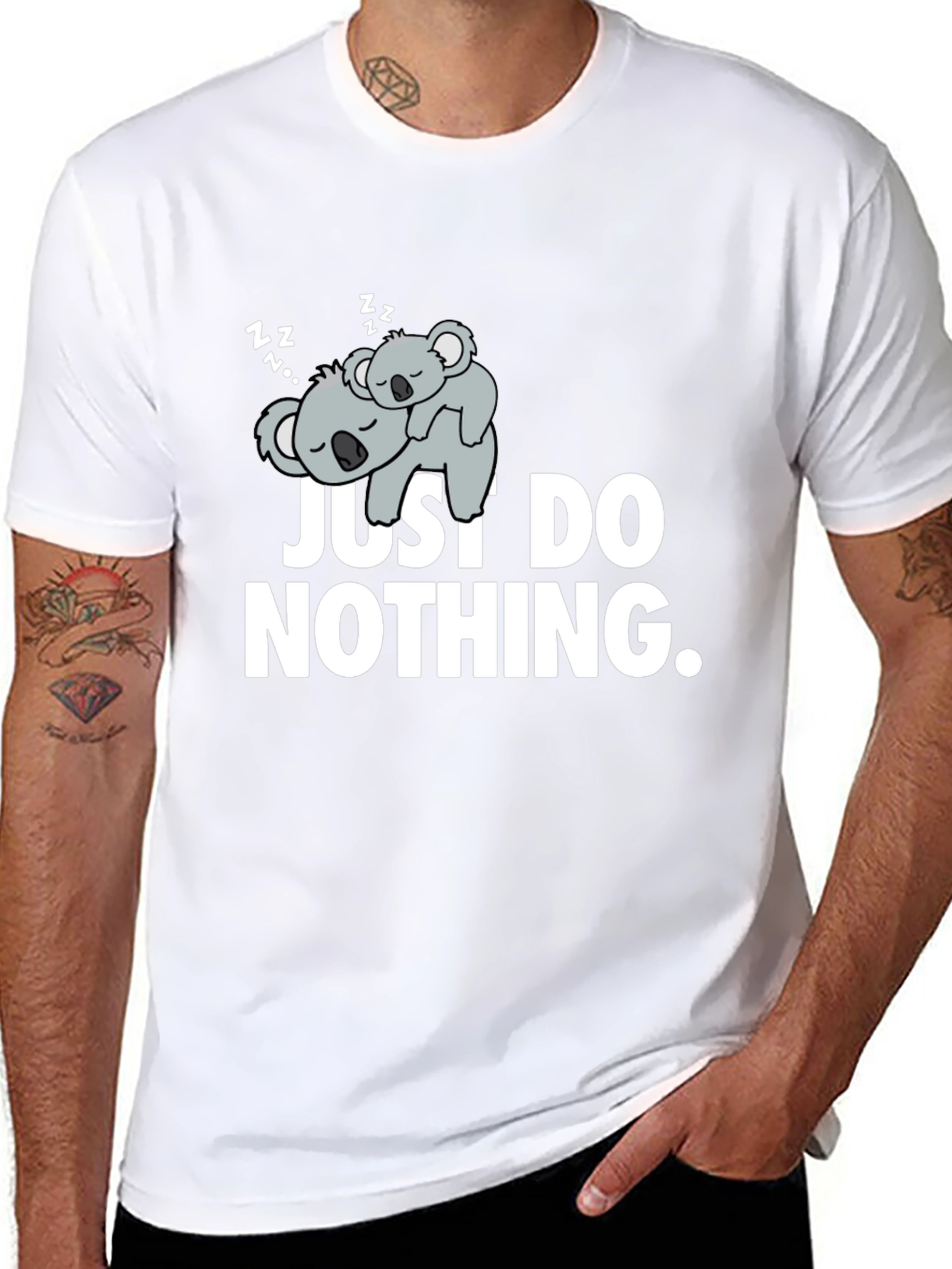 Lazy Koala Graphic T-Shirt - Just Do Nothing