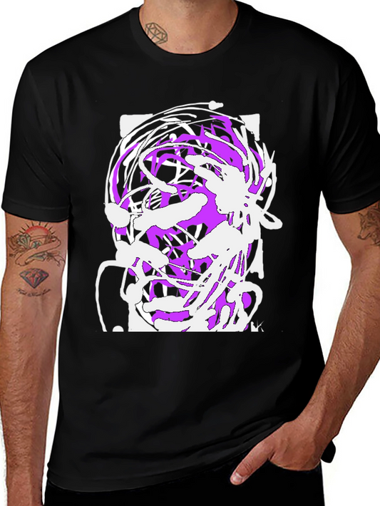 Abstract Art Graphic Tee - Black Cotton Blend