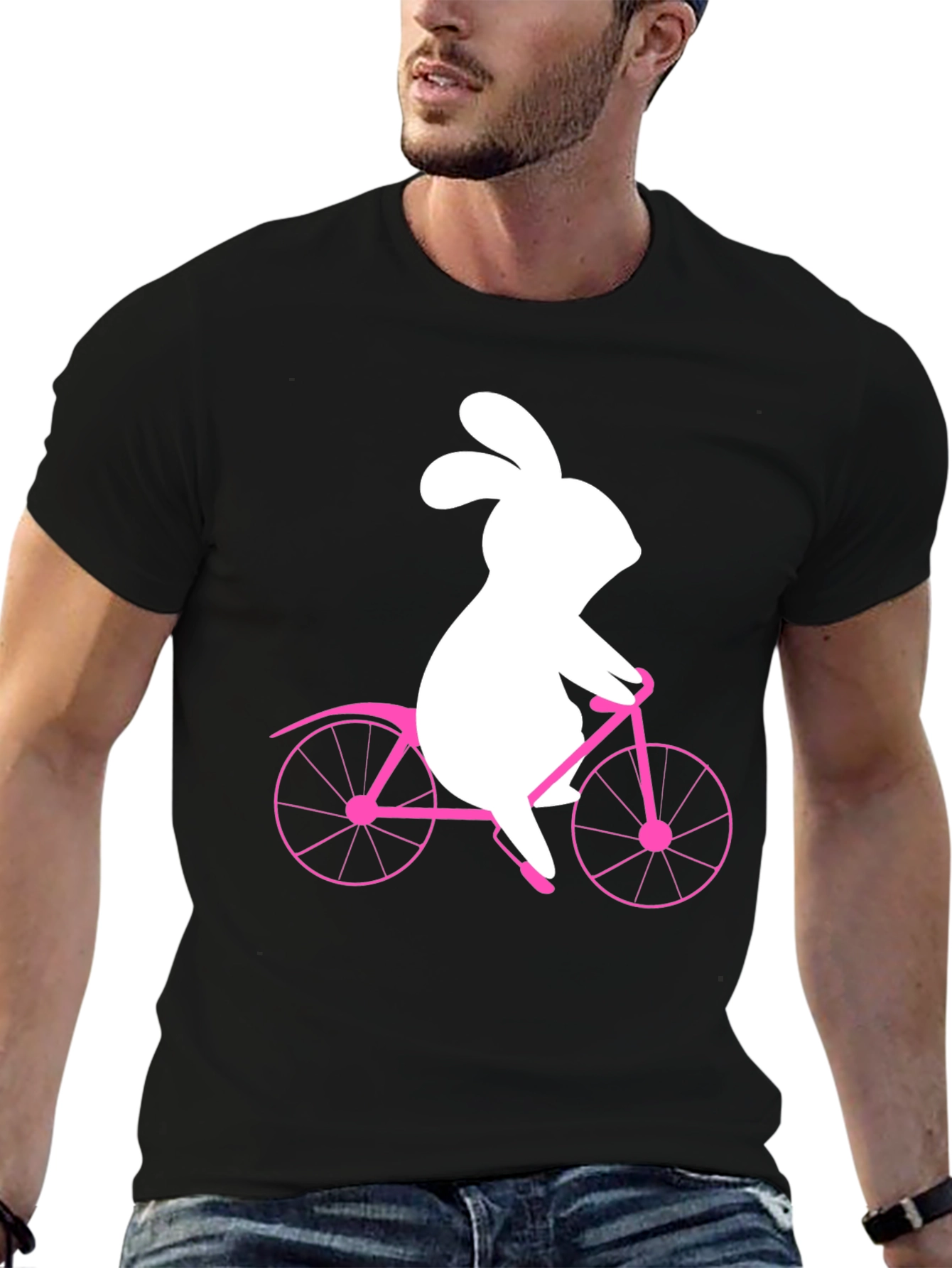 Bunny on Bike Graphic Tee - Black T-Shirt