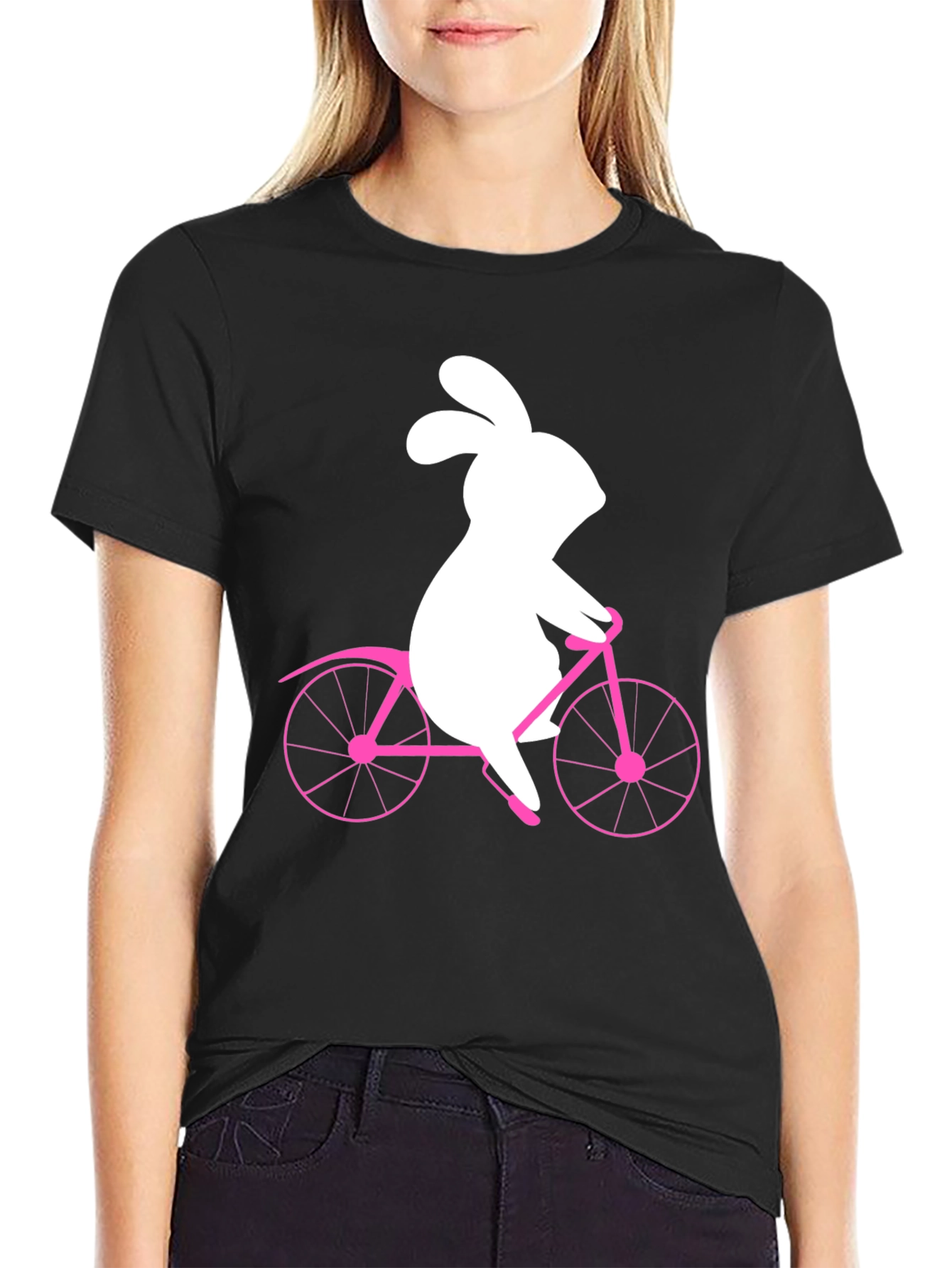 Bunny on Bike Graphic Tee - Black T-Shirt