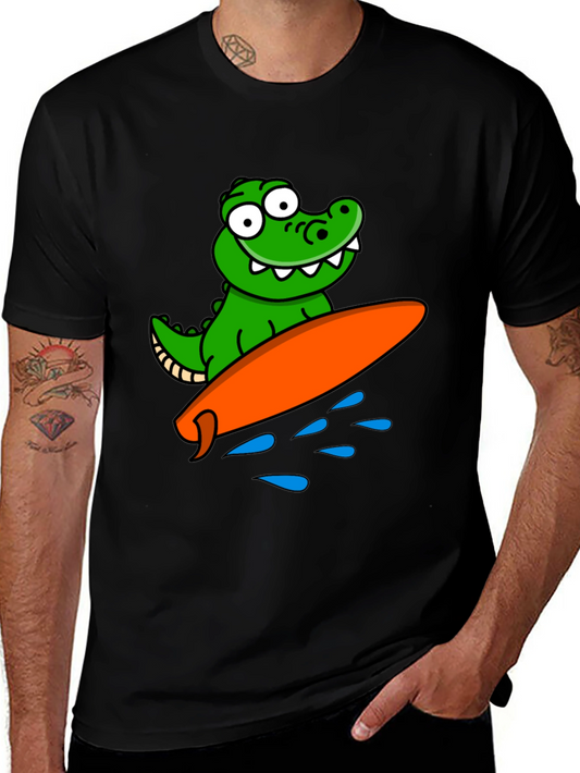 Cartoon Alligator Surfing Graphic Tee