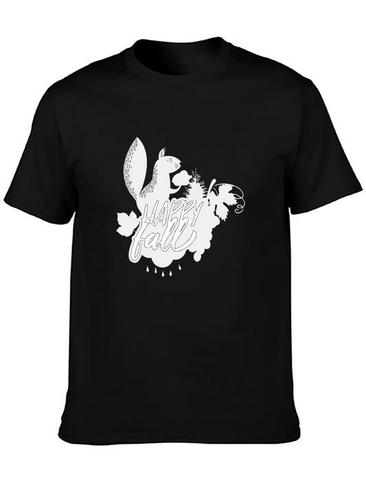 Happy Fall Squirrel T-Shirt - Black